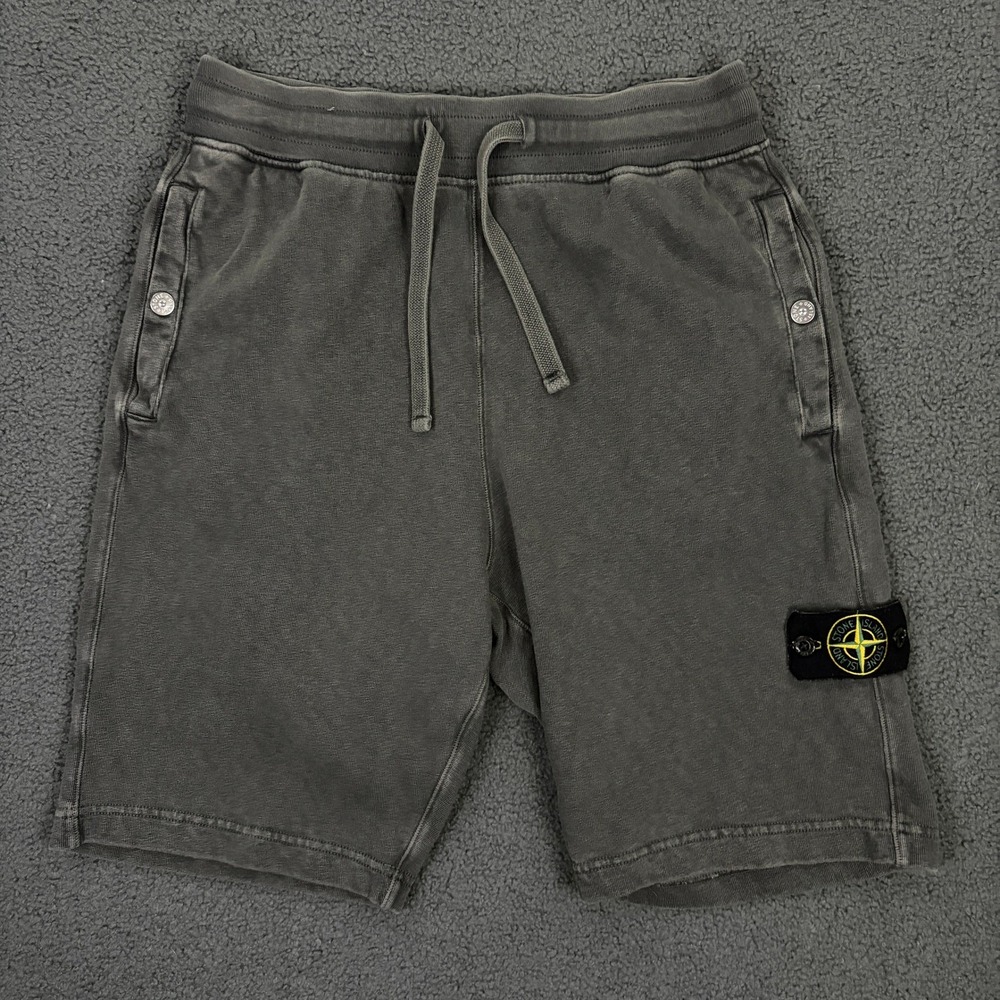 Stone Island Fleece Shorts Mens Small Gray French Terry Patch Logo Sweat Casual